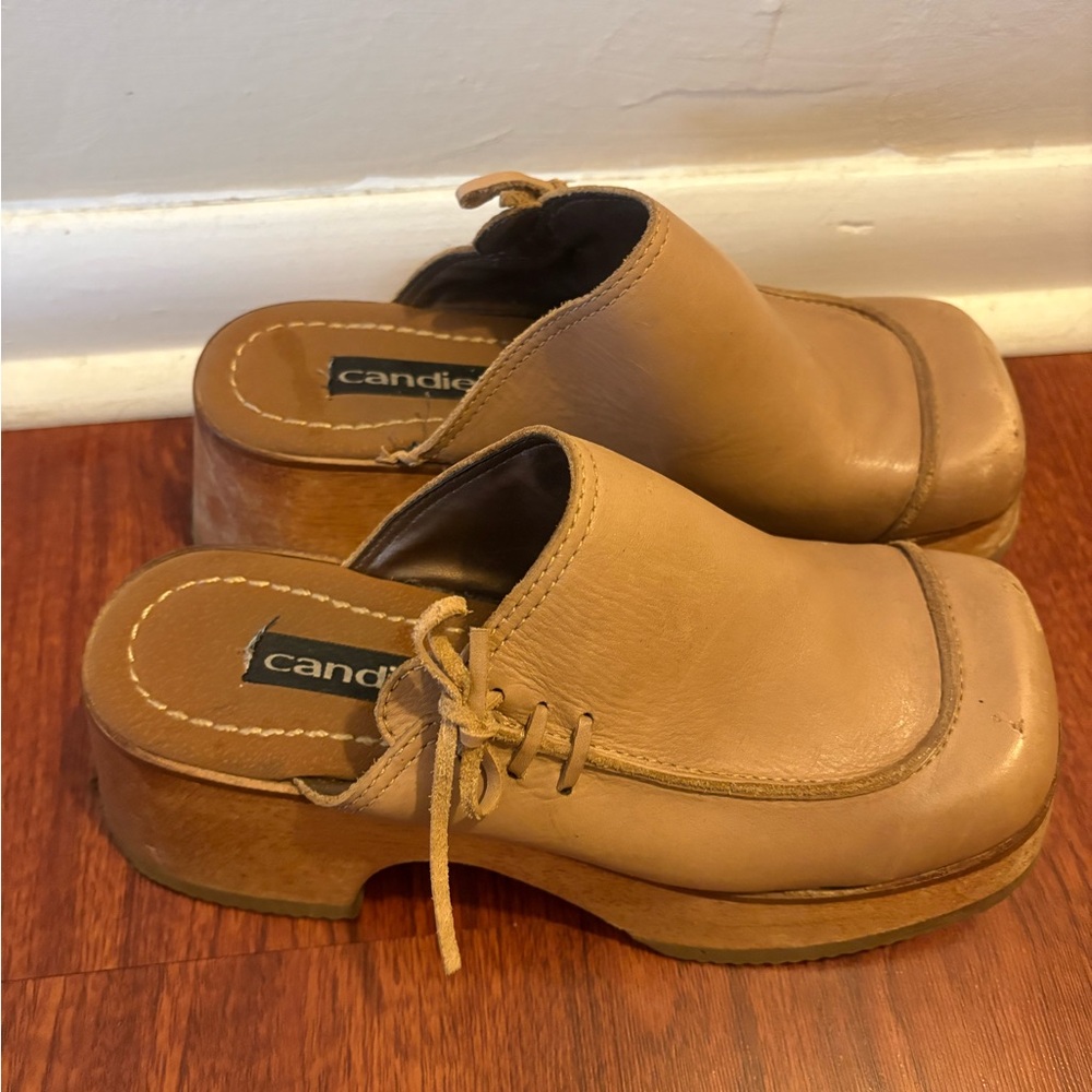 Candies Y2K Tan Leather Clogs